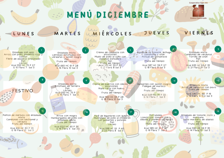 Menú diciembre 2025